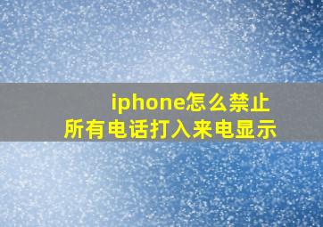 iphone怎么禁止所有电话打入来电显示