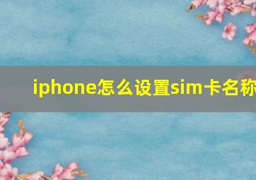 iphone怎么设置sim卡名称