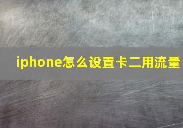 iphone怎么设置卡二用流量