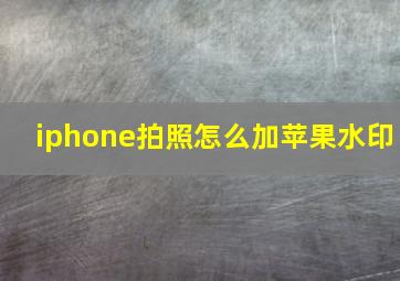 iphone拍照怎么加苹果水印