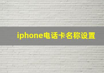 iphone电话卡名称设置