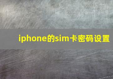 iphone的sim卡密码设置