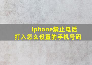 iphone禁止电话打入怎么设置的手机号码