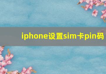 iphone设置sim卡pin码