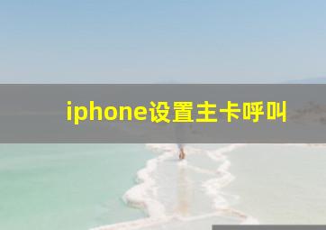 iphone设置主卡呼叫