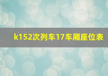 k152次列车17车厢座位表