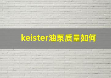 keister油泵质量如何