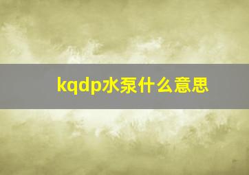 kqdp水泵什么意思