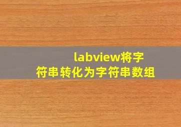 labview将字符串转化为字符串数组