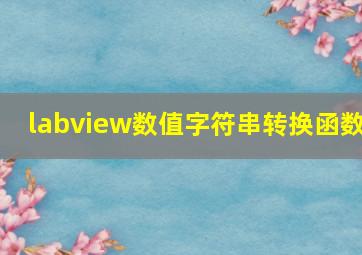 labview数值字符串转换函数