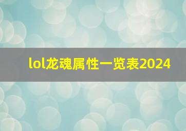 lol龙魂属性一览表2024