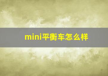 mini平衡车怎么样