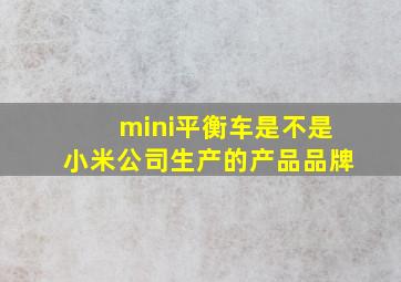 mini平衡车是不是小米公司生产的产品品牌