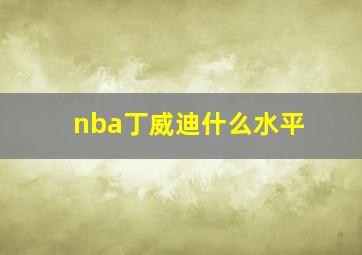 nba丁威迪什么水平