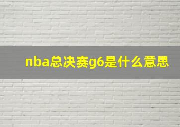 nba总决赛g6是什么意思