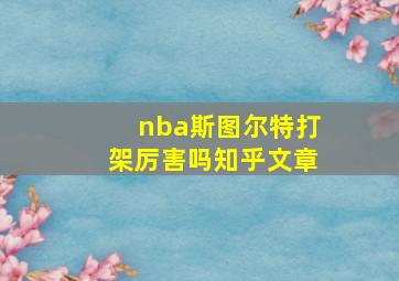 nba斯图尔特打架厉害吗知乎文章