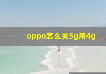 oppo怎么关5g用4g