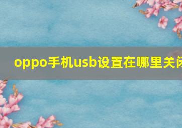 oppo手机usb设置在哪里关闭