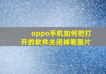 oppo手机如何把打开的软件关闭掉呢图片