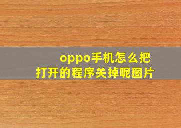 oppo手机怎么把打开的程序关掉呢图片