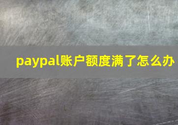 paypal账户额度满了怎么办