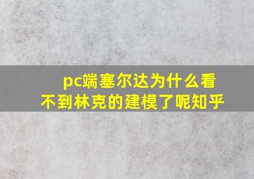 pc端塞尔达为什么看不到林克的建模了呢知乎