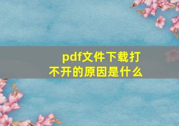 pdf文件下载打不开的原因是什么