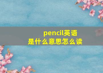 pencil英语是什么意思怎么读