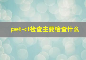 pet-ct检查主要检查什么