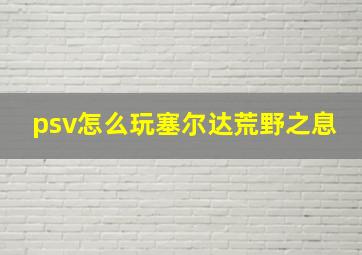 psv怎么玩塞尔达荒野之息