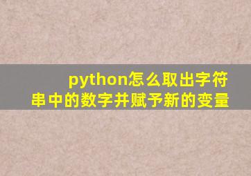 python怎么取出字符串中的数字并赋予新的变量