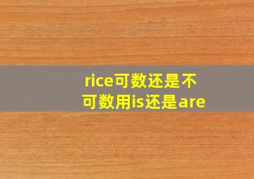 rice可数还是不可数用is还是are