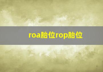 roa胎位rop胎位