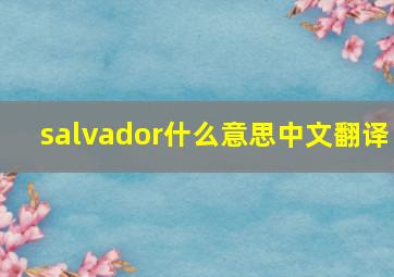 salvador什么意思中文翻译