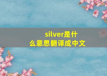 silver是什么意思翻译成中文