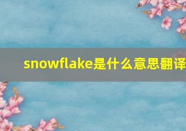 snowflake是什么意思翻译