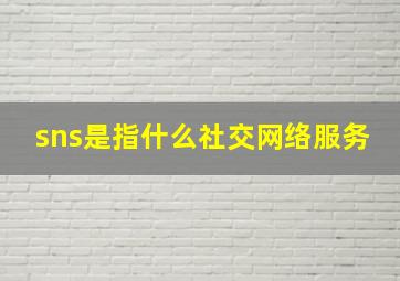 sns是指什么社交网络服务