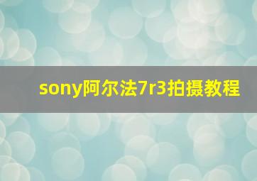 sony阿尔法7r3拍摄教程