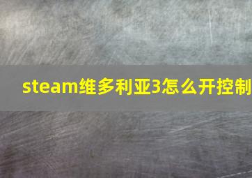 steam维多利亚3怎么开控制