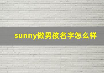 sunny做男孩名字怎么样