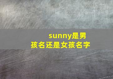 sunny是男孩名还是女孩名字