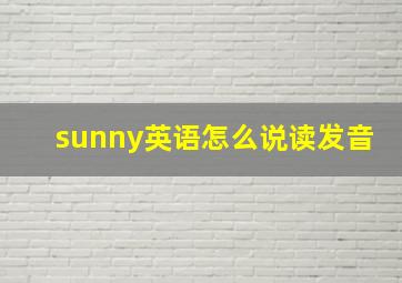 sunny英语怎么说读发音