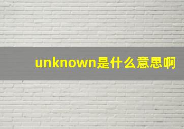 unknown是什么意思啊