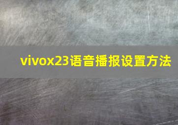 vivox23语音播报设置方法