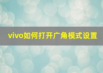 vivo如何打开广角模式设置