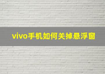 vivo手机如何关掉悬浮窗