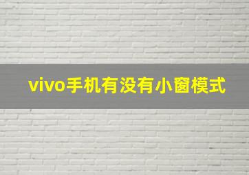 vivo手机有没有小窗模式