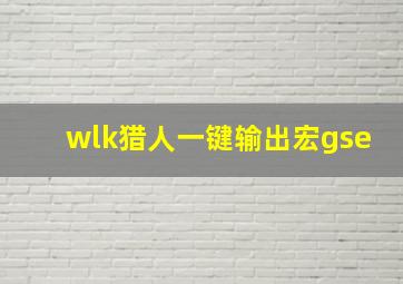 wlk猎人一键输出宏gse