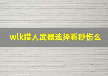 wlk猎人武器选择看秒伤么