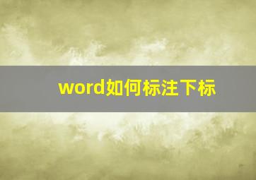 word如何标注下标